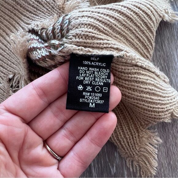 Storia distressed paisley print v neck‎ sweater Women’s Size M - Picture 4 of 6